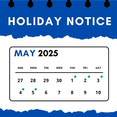 Maí dagsfrí tilkynning